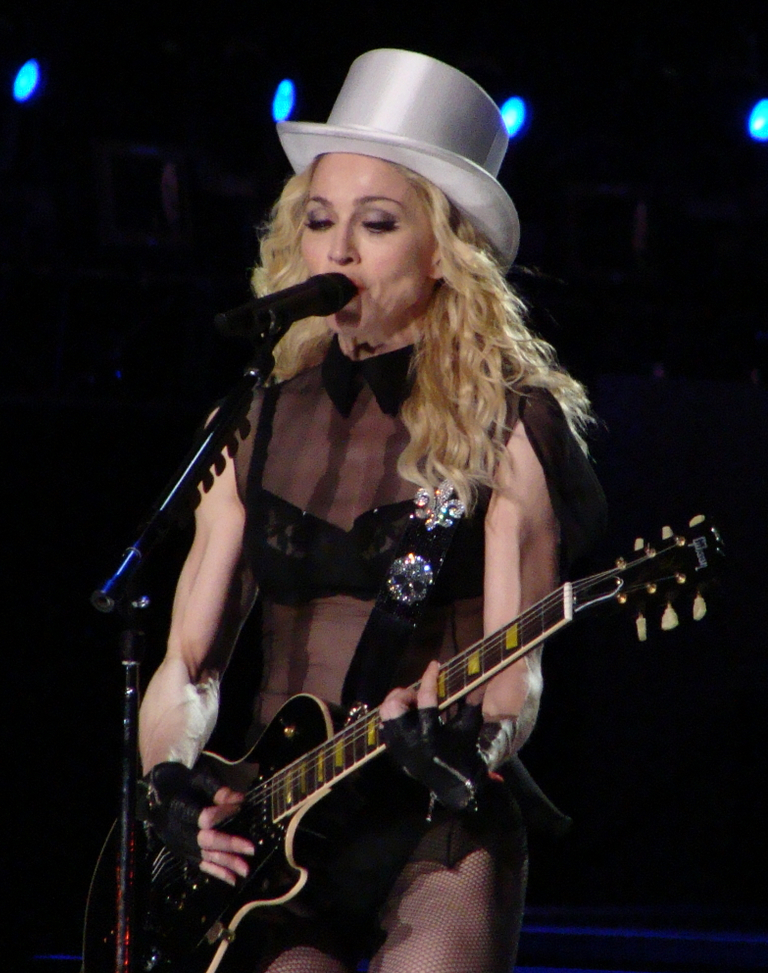 Madonna performing on tour