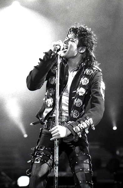 Michael Jackson performing during the Bad World Tour