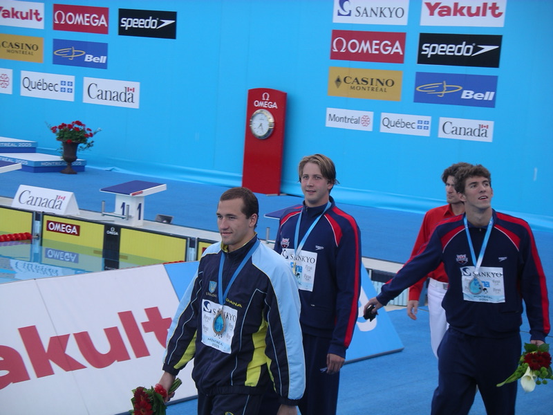 Michael Phelps competing in the butterfly
