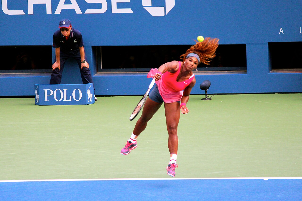 Serena Williams serving at the US Open